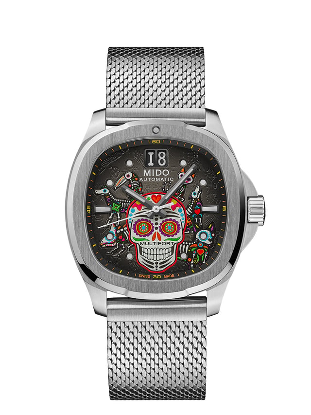 Mido Multifort TV Big Date Día de los Muertos Alebrijes Special Edition: Frontansicht Uhr