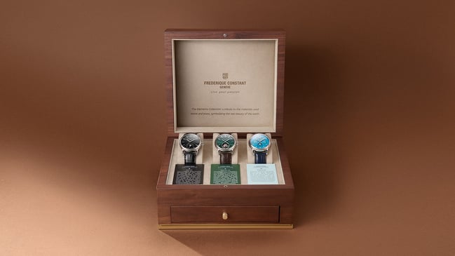 Frederique Constant The Elements Collection – Edition 2026, Box mit drei Uhren