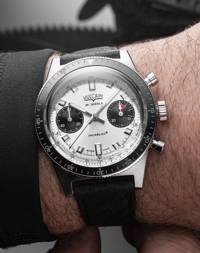 Vulcain – Skindiver Chronograph, silberne Taucheruhr mit Chronograph