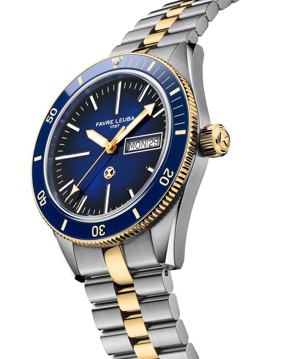 Favre Leuba: Deep Raider Day-Date Two-Tone blau