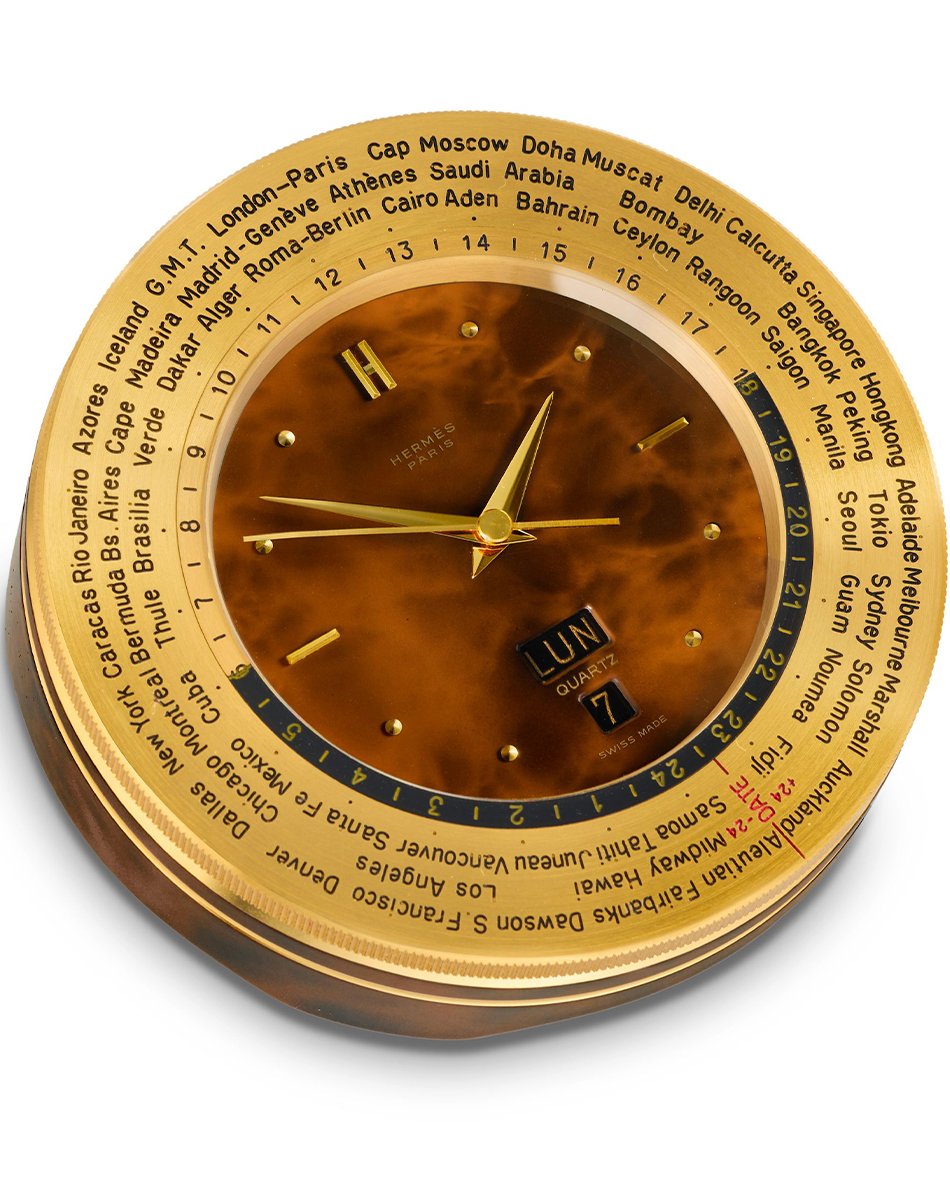 Hermès Tischuhr Ref. 848 (ca. 1960) aus Gold