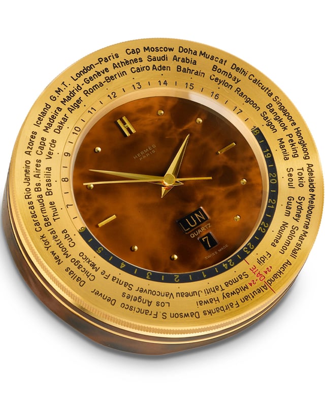 Hermès Tischuhr Ref. 848 (ca. 1960) aus Gold