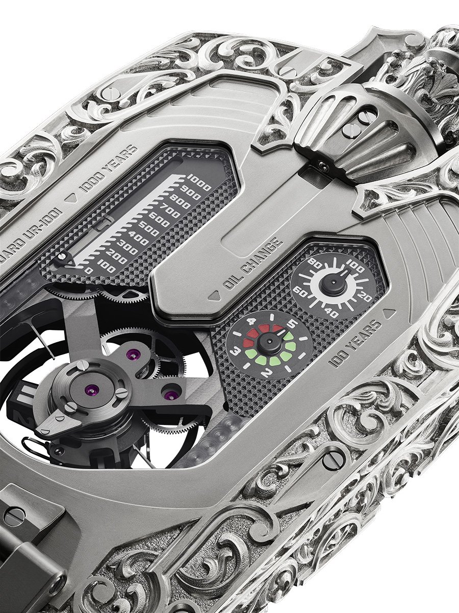 Urwerk UR-1001 Amadeus: Rückseite Uhr Detailaufnahme