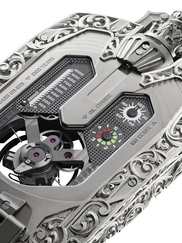 Urwerk UR-1001 Amadeus: Rückseite Uhr Detailaufnahme