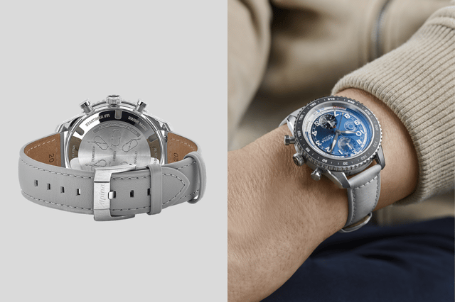 Rückseite und Ansicht am handgelenk der Watch Angels x Alpina Startimer Pilot Chronograph Automatic IFR