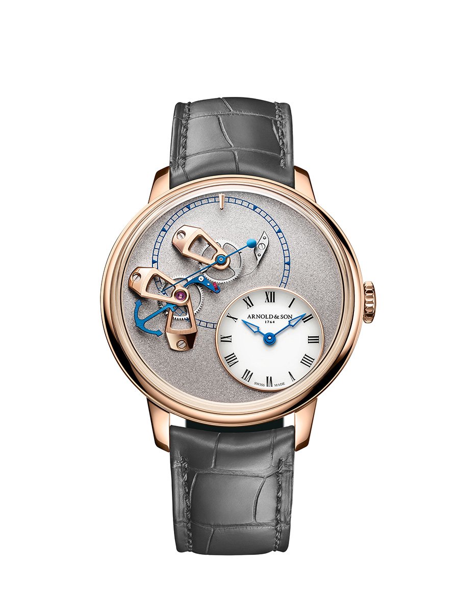 Arnold & Son DSTB Stop-Seconds Red Gold Cliff Grey: Frontansicht Uhr