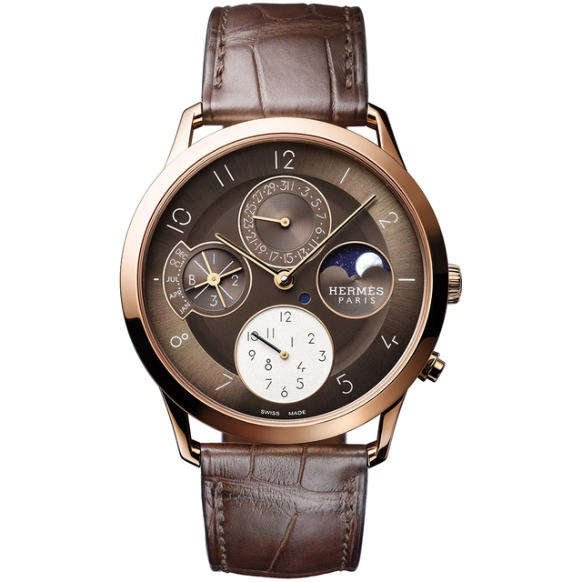 Slim d’Hermès Quantième Perpétuel in Roségold und Braun