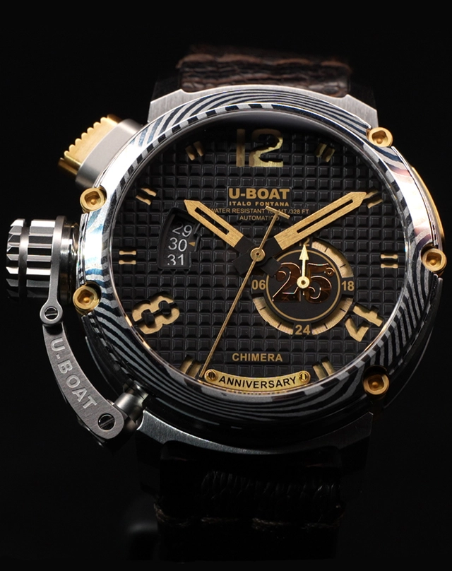 U-Boat – Chimera 25, limitierte Taucheruhr aus Stahl, Gold und Damast