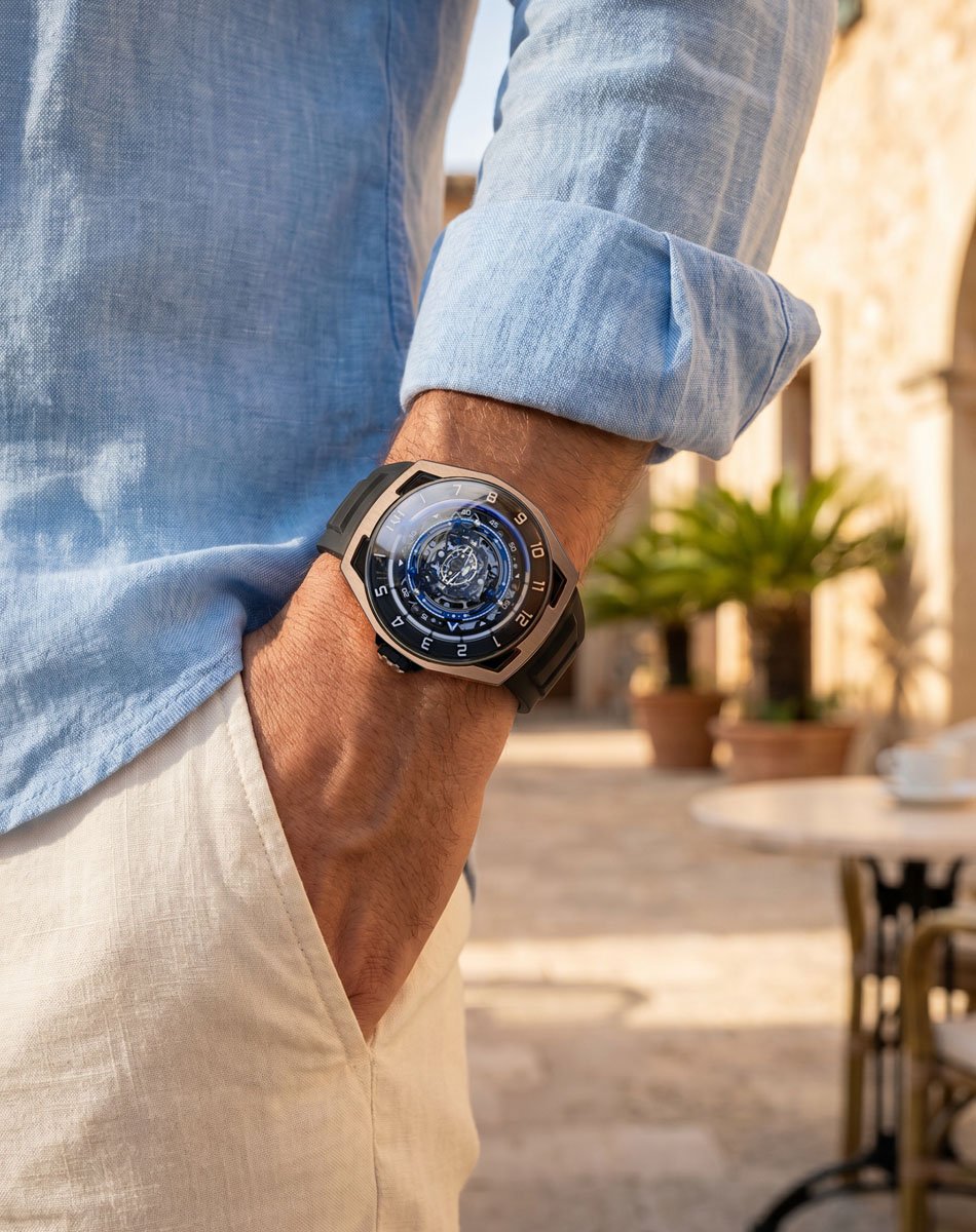 HYT: Conical Tourbillon Midnight Blue Wristshot