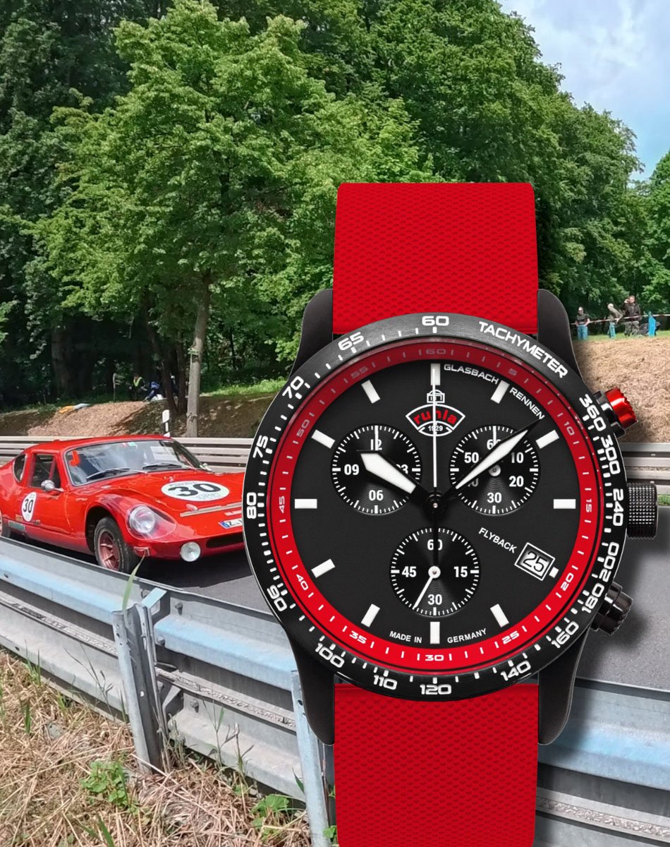 Ruhla: Glasbach Cup Flyback-Chronograph in Rot