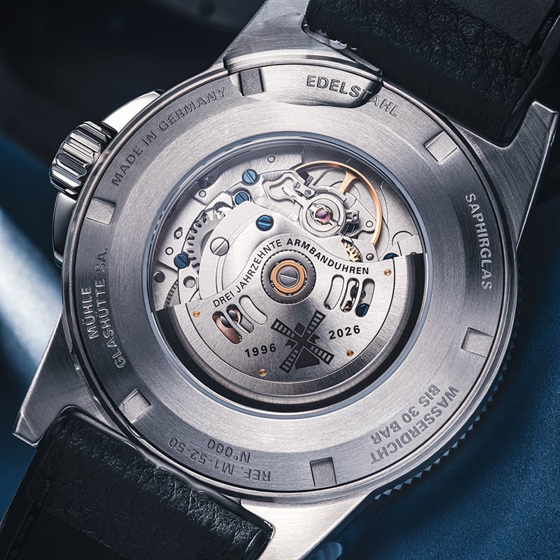 Mühle-Glashütte Sportivo Power Dive: Bodenansicht Gehäuse