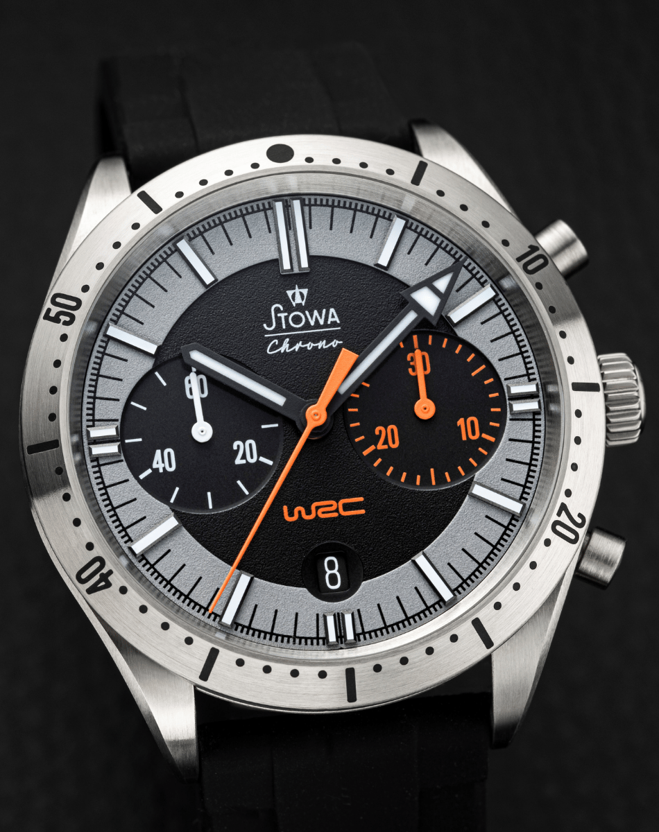 Stowa – Chrono WRC Stage 1, Automatikchronograph aus Edelstahl mit schwarzem Zifferblatt