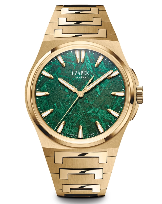 Czapek – Antarctique Mount Erebus Rare Stones, Luxusuhr aus Gold mit grünem Steinzifferblatt