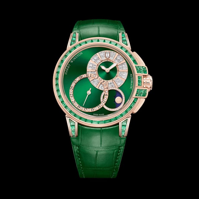 Harry Winston: Ocean Date Moonphase Baguette Automatic 42 mm in Roségold