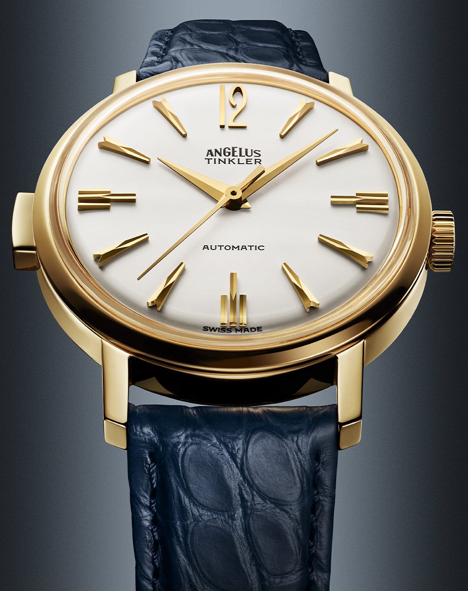 Angelus – Tinkler 1958, historisch inspirierte Spezialuhr mit Automatikwerk und hellem Zifferblatt