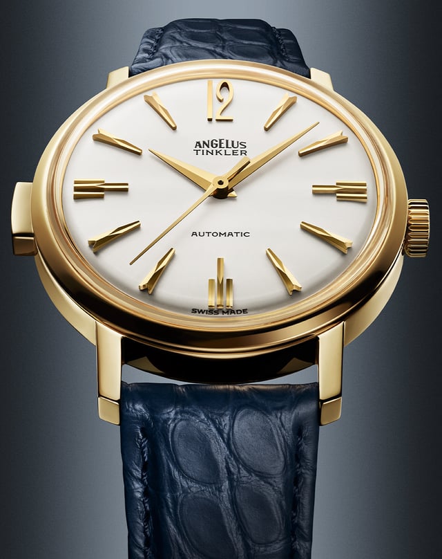 Angelus – Tinkler 1958, historisch inspirierte Spezialuhr mit Automatikwerk und hellem Zifferblatt