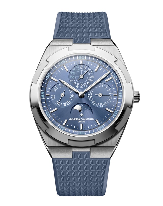 Vacheron Constantin: Overseas Ewiger Kalender extra-flach Azurblau mit blauem Kautschukband