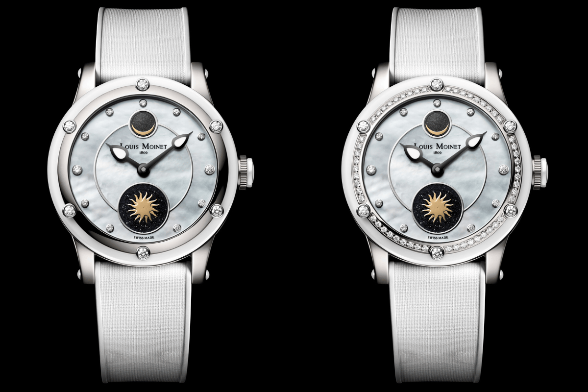 Zwei Versionen der Louis Moinet Skydance, Front, Zifferblatt