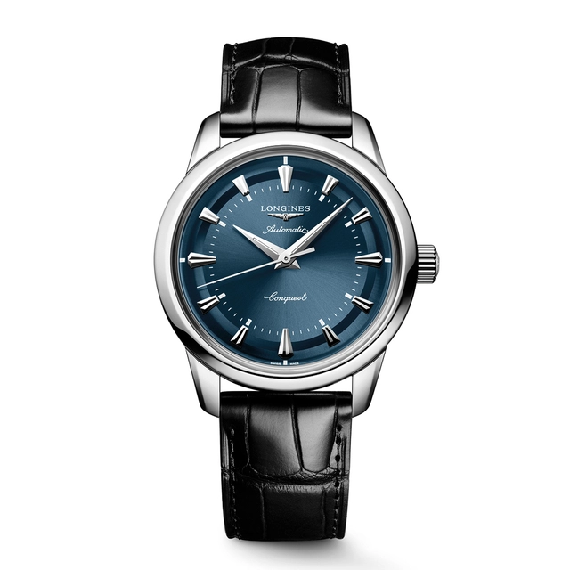 Longines Conquest Heritage, Referenz L1.649.4.92.2, Automatik Uhr, Ø 38.00 mm, Edelstahluhr mit Lederband