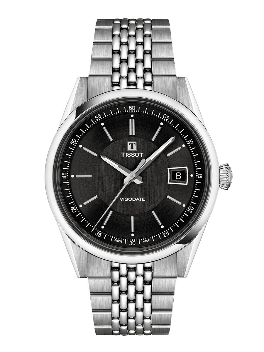 Tissot Visodate, Edelstahluhr mit schwarzem Zifferblatt