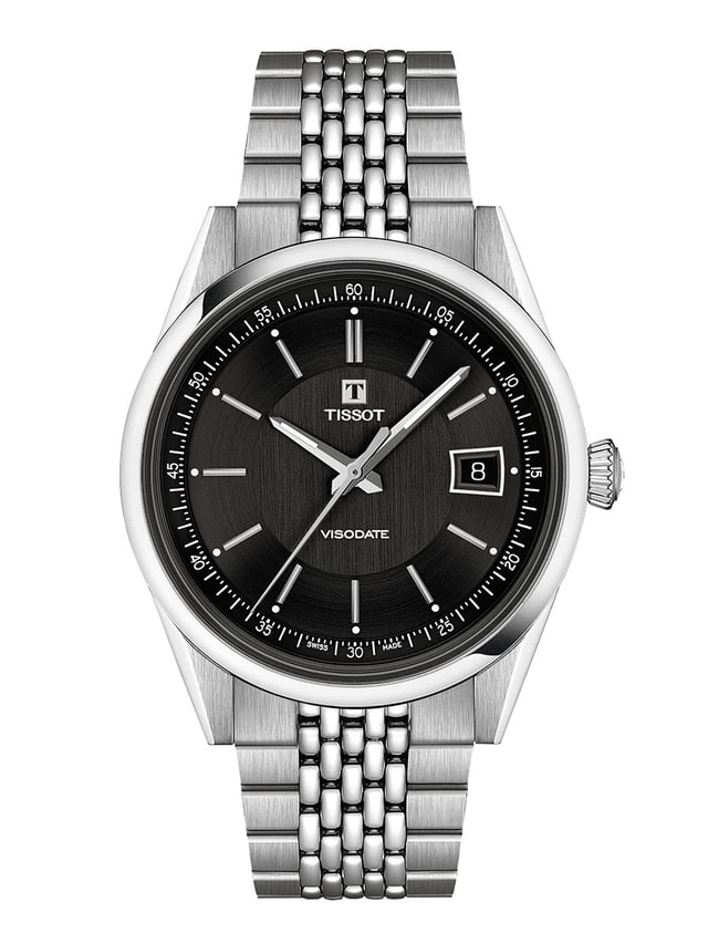Tissot Visodate, Edelstahluhr mit schwarzem Zifferblatt
