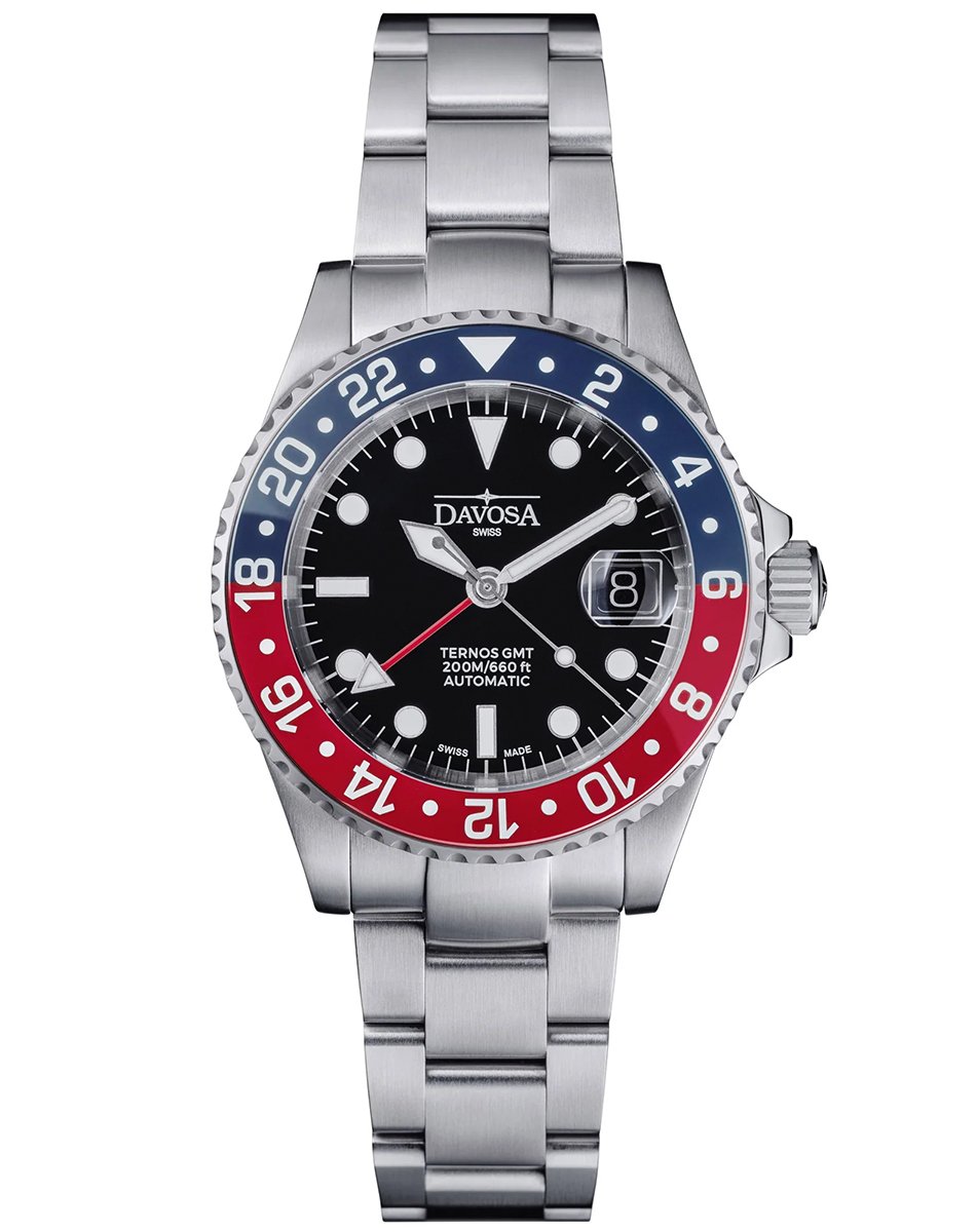 Davosa Ternos GMT, Toolwatch aus Edelstahl mit Automatikwerk und Datumskomplikation