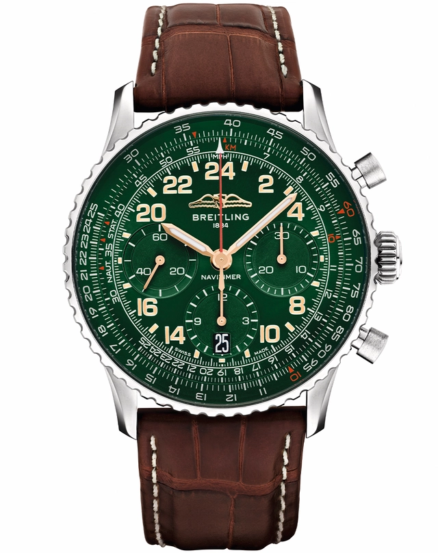 Breitling – Navitimer B02 Chronograph 41 Cosmonaute Signature Collection, Fliegeruhr mit Handaufzugswerk und grünem Zifferblatt