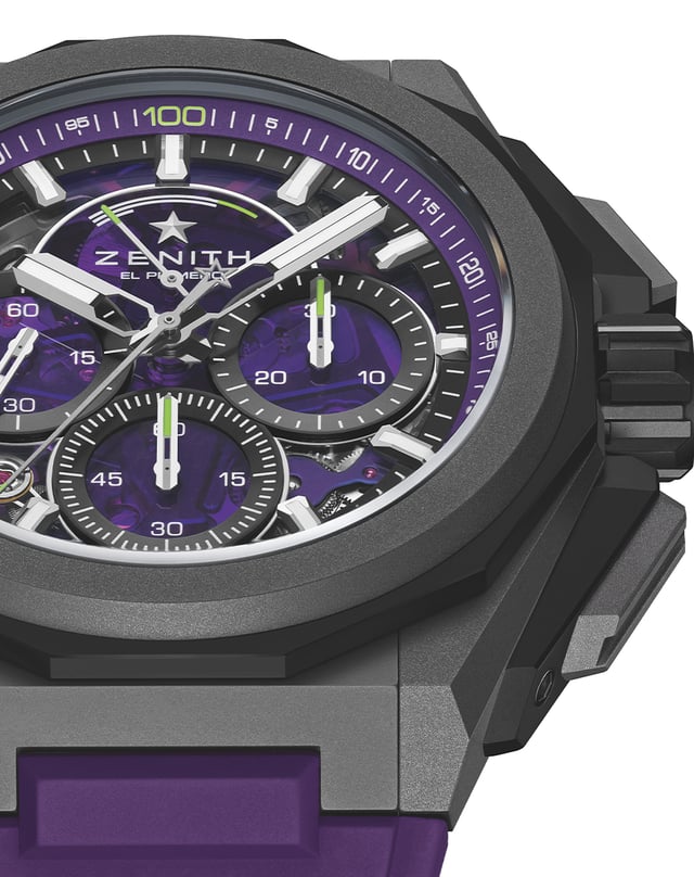 Zenith – Defy Extreme Ultraviolet, hochfrequenter Automatikchronograph mit skelettiertem Zifferblatt