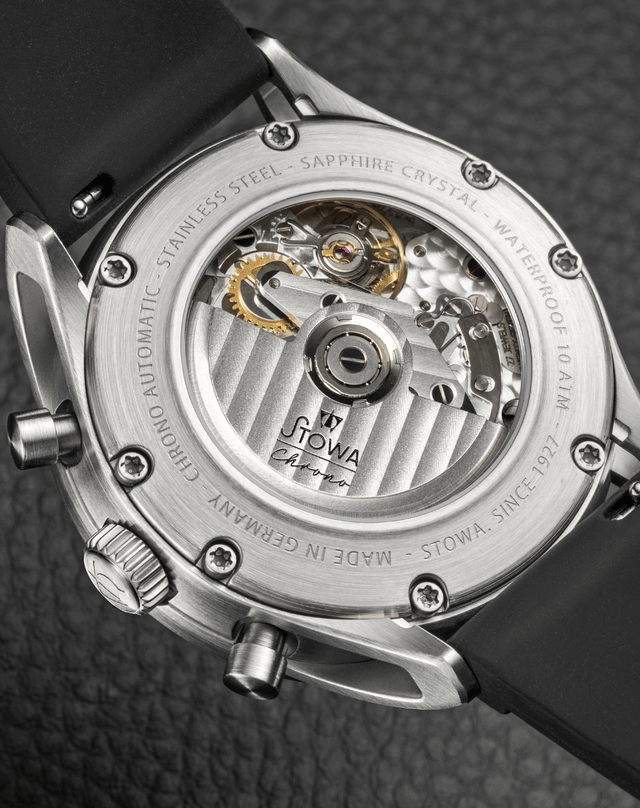 Stowa – Chrono WRC Stage 1, Automatikchronograph aus Edelstahl mit schwarzem Zifferblatt