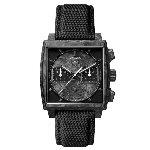TAG Heuer Monaco Flyback Chronograph TH-Carbonspring, Referenz CBL5190.FT6313, quadratische Uhr in Schwarz