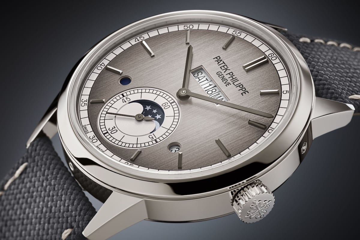 Nahaufnahme der Patek Philippe-Ref.5236P, Zifferblatt und Armband