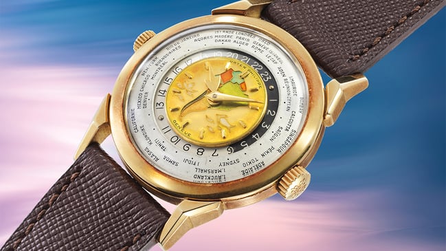 Patek Philippe Ref. 2523, Goldene Weltzeituhr mit Emaillezifferblatt von Patek Philippe