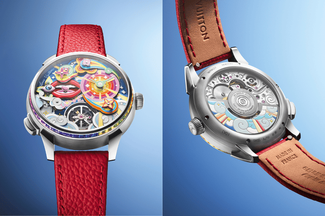 Front und Rückseite der Louis Vuitton Tambour Taiko Arty Automata mit Gehäuseboden