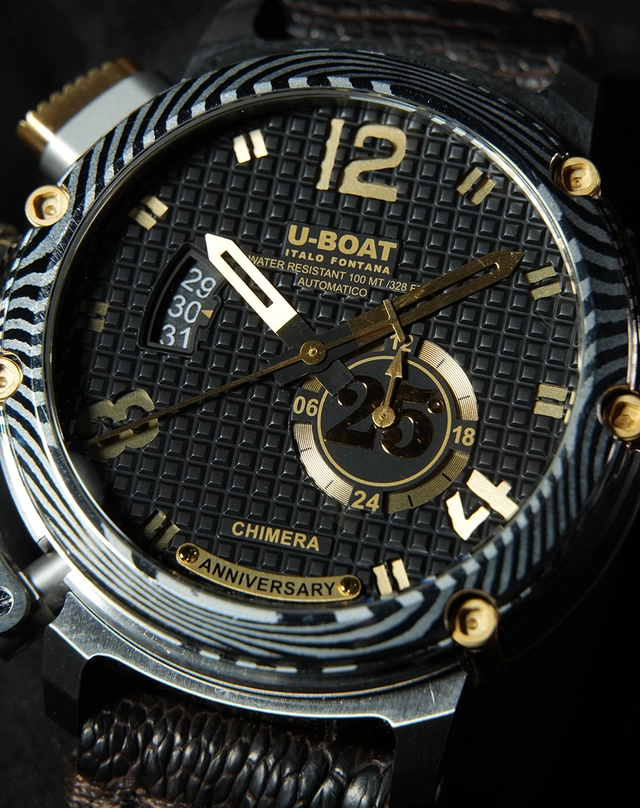 U-Boat – Chimera 25, limitierte Taucheruhr aus Stahl, Gold und Damast