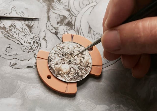 Vacheron Constantin: Gravur des Zifferblatt der Les Cabinotiers Hommage an Peter Paul Rubens "La Lutte pour l'étendard de la Bataille d'Anghiari"