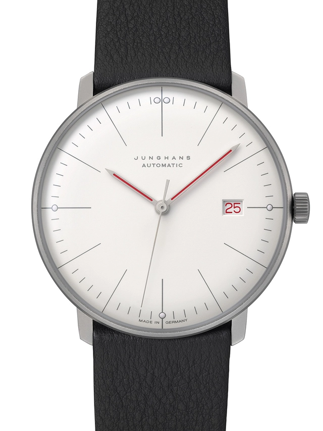 Junghans_max bill Automatic Bauhaus 27_4009_02, weisses Zifferblatt, von vorne