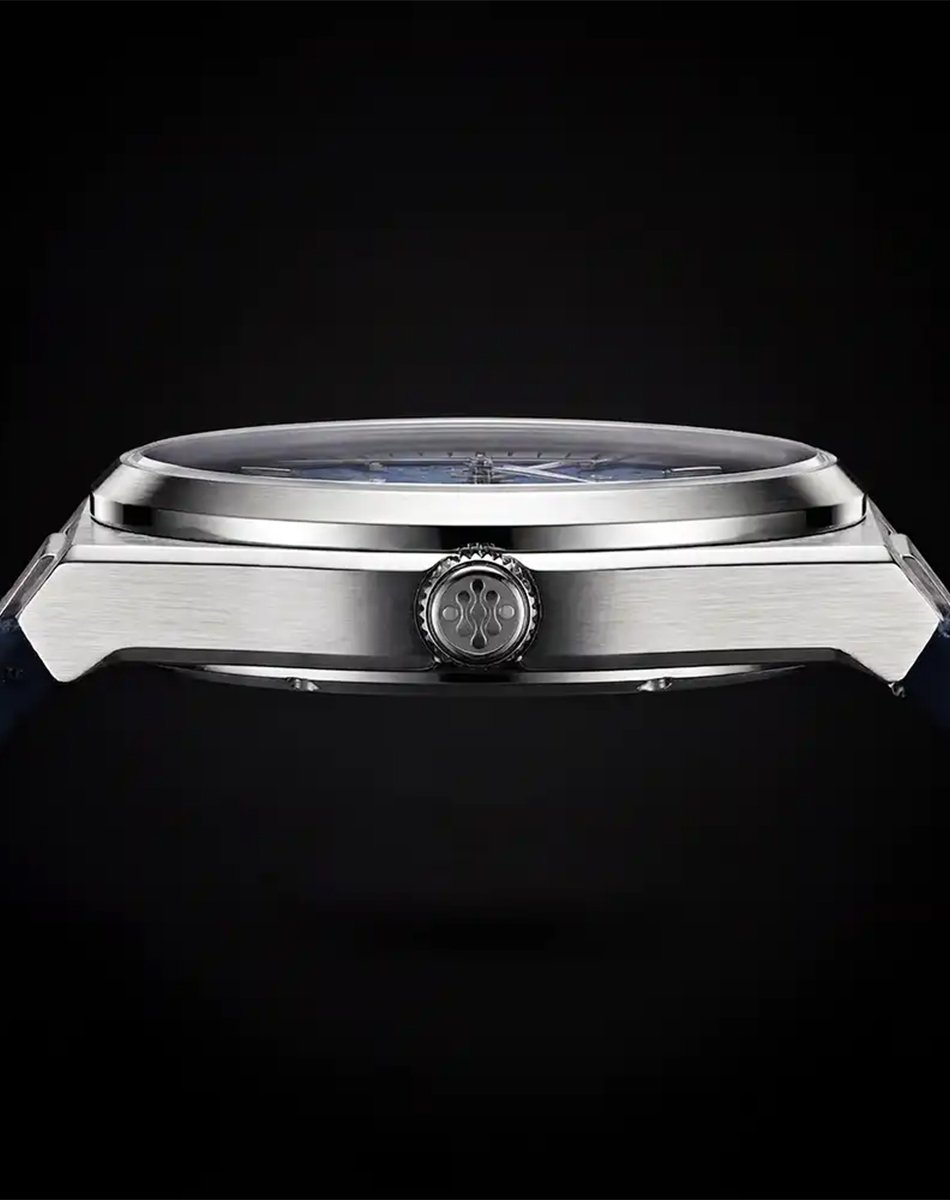 Diatom – Terra Meteorite Azure, Automatikuhr aus Edelstahl mit Meteoritenzifferblatt und blauem Band