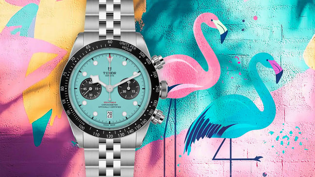 Tudor Black Bay Chrono "Flamingo Blue", Lifestyle Collage