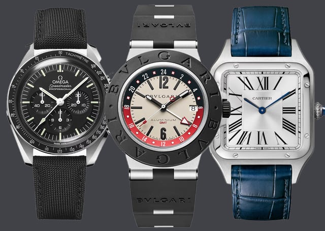 Omega, Bulgari, Cartier, Chronograph, GMT-Uhr und Dresswatch