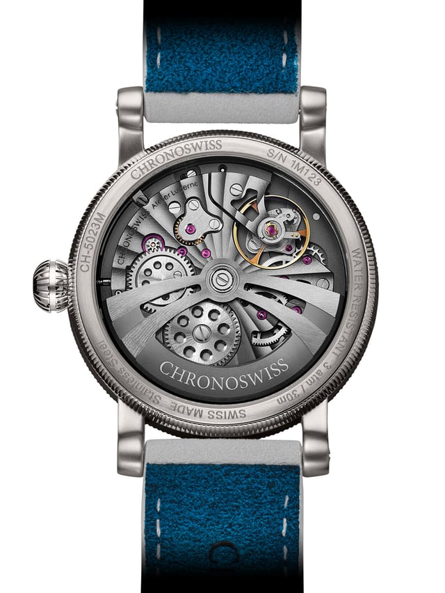 Chronoswiss StrikeTwo StellarBlue Werk, Rückseite