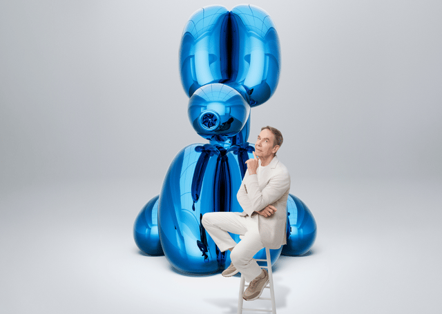 Jeff Koons neben einem Ballonkunstwerk, Hublot, Manufacture 