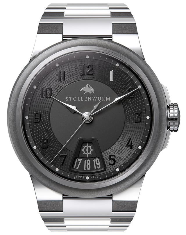 Stollenwurm – Series 1 Astronomical Day-Date, Luxusuhr aus Platin mit Mikrorotor