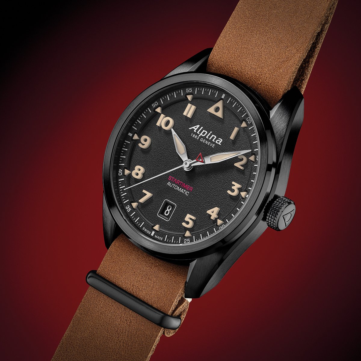 Alpina Startimer Pilot Automatic mit Zifferblatt in Schwarz