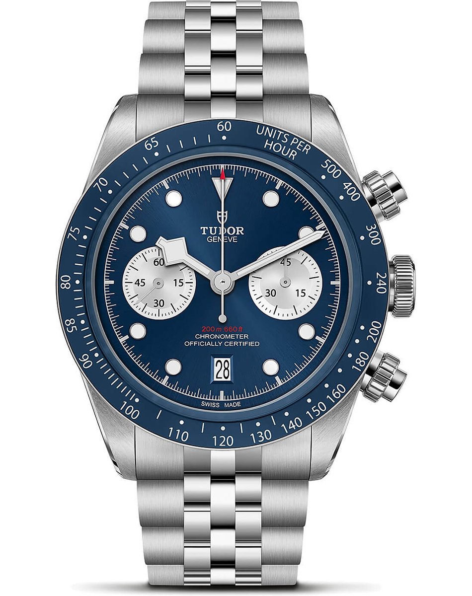 Tudor Chrono, Automatik-Chronograph aus Edelstahl mit blauem Zifferblatt