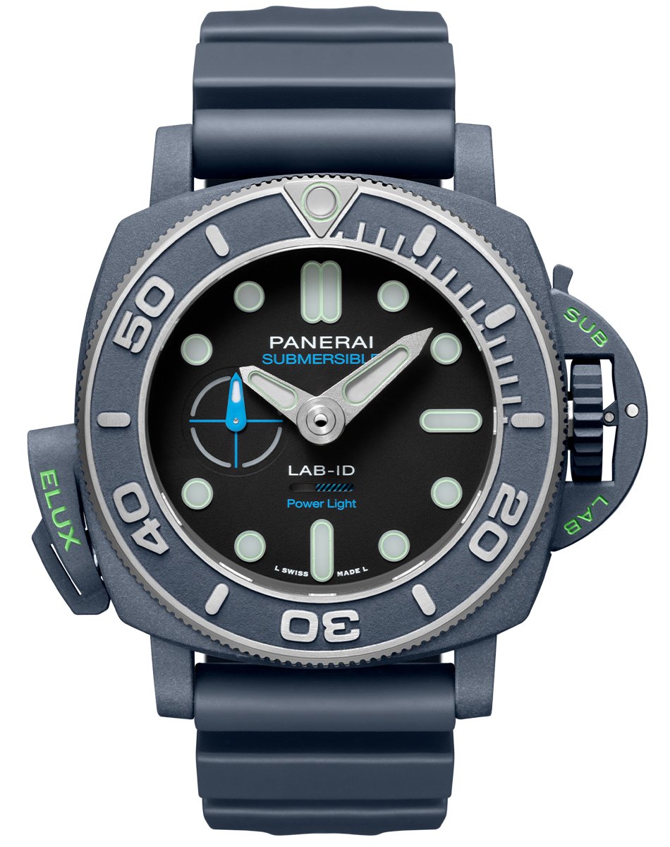 Panerai Submersible Elux LAB‑ID PAM01800, Taucheruhr mit dunklem Gehäuse und elektrischer Leuchtfunktion