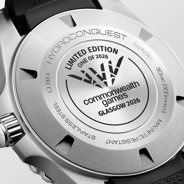 Longines HydroConquest Commonwealth Games Edition Glasgow 2026, Ref. L3.788.4.09.9, Gehäuseboden