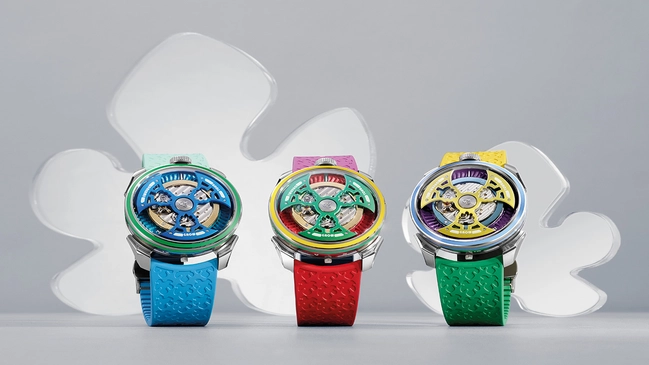 M.A.D.Editions x Yinka Ilori, drei bunte Uhren