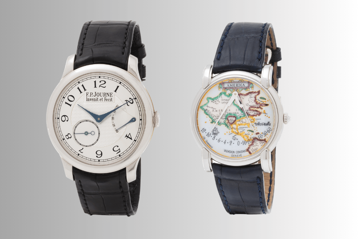Die F.P. Journe Chronomètre Souverain und die Vacheron Constantin Mercator von vorne