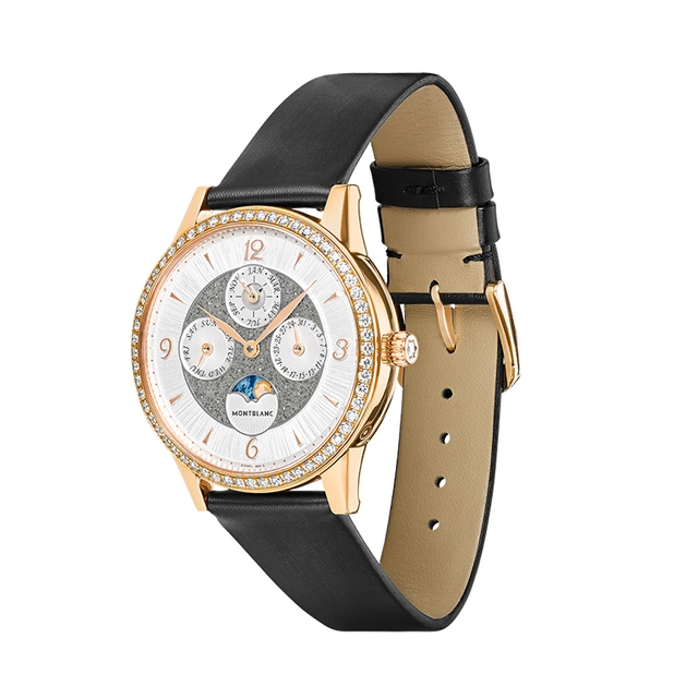 Montblanc: Bohème Perpetual Calendar in Roségold mit schwarzem Kalbslederband