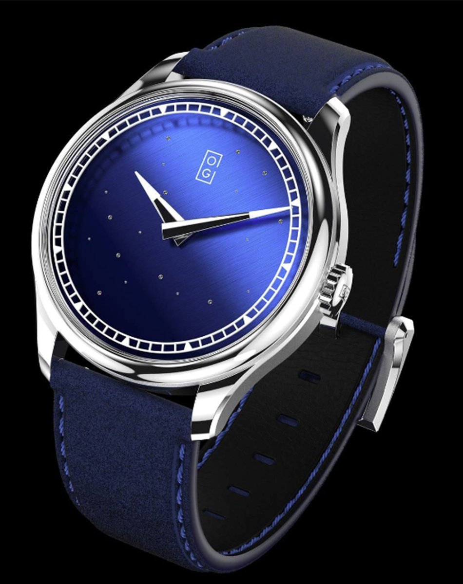 Oliver Gallaugher – Deep Space Blue, elegante Edelstahluhr mit Handaufzugskaliber
